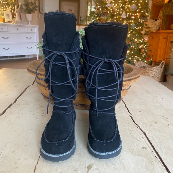 Aussie Merino Tasman Suede Tall Snow Boots - Size 4 - Black - Picture 3 of 9